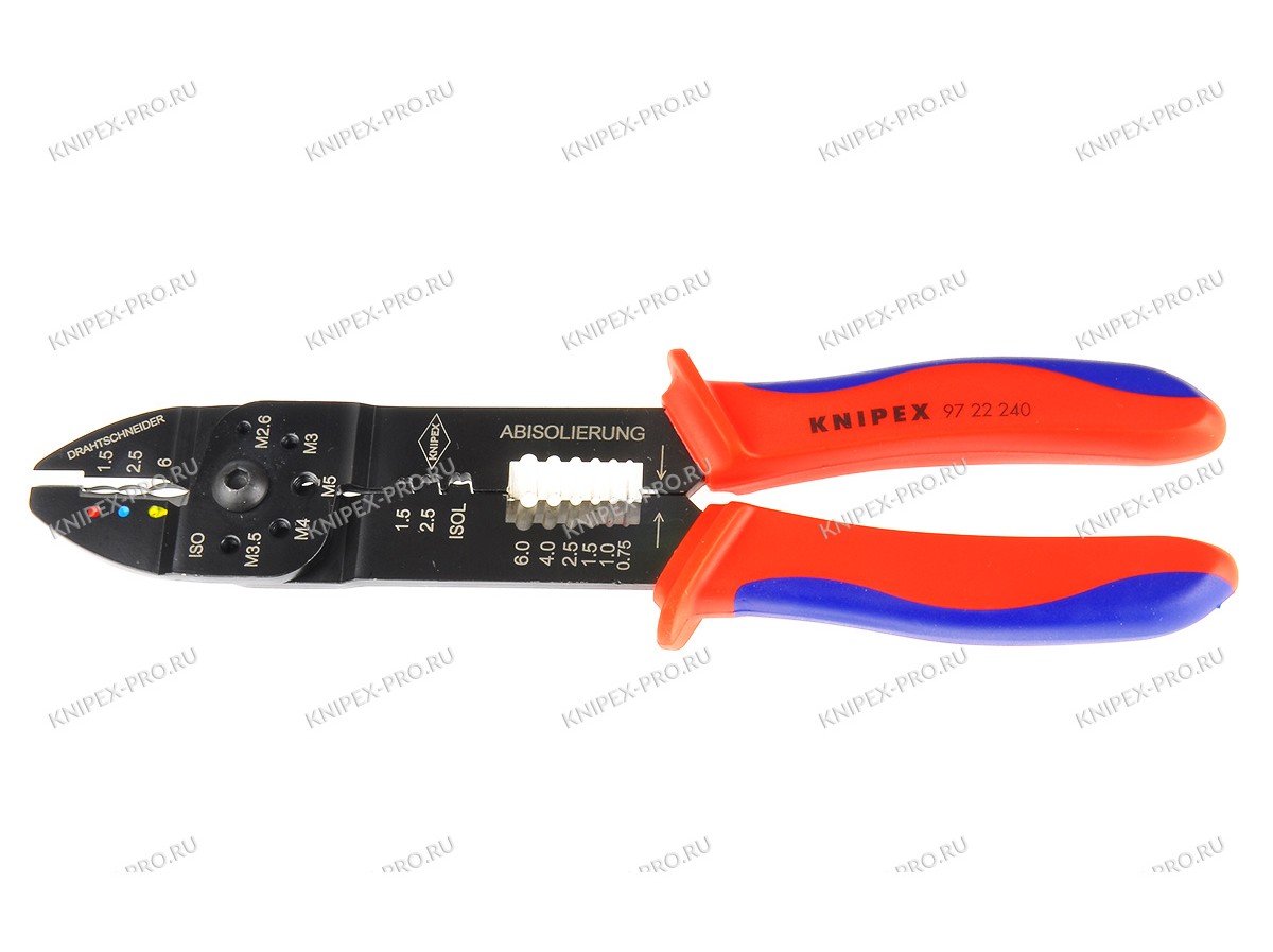 Купить Клещи зажимные Knipex 97 22 240, для опрессовки и зачистки