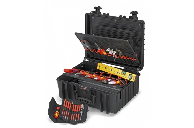 Чемодан Knipex 00 21 36, "Robust 34" Elektro, ударопрочный полипропилен, 26 предметов, 419 х 215 х 510 мм, KN-002136