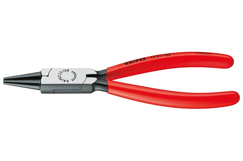 Круглогубцы Knipex 22 01 140, однокомпонентные чехлы, чернёные, 140 mm, KN-2201140 Круглогубцы Knipex 22 01 140, однокомпонентные чехлы, чернёные, 140 mm, KN-2201140