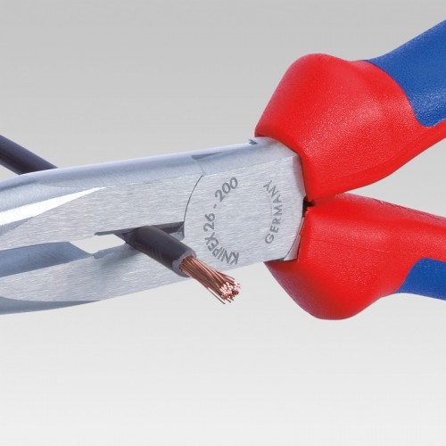 Длинногубцы Knipex 26 12 200, модель "Аист", с режушими кромками, хромированные, двухкомпонентные чехлы, 200mm, KN-2612200 Длинногубцы Knipex 26 12 200, модель "Аист", с режушими кромками, хромированные, двухкомпонентные чехлы, 200mm, KN-2612200