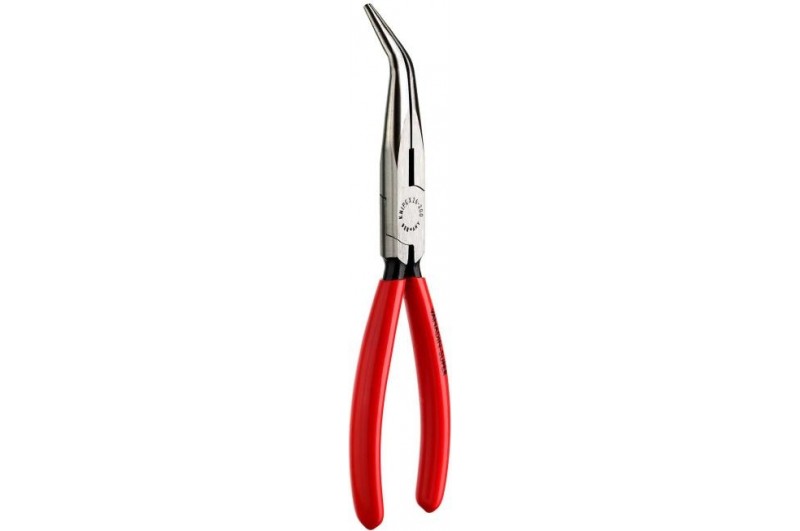 Длинногубцы Knipex 26 23 200, с плоскими губками и режушими кромками, изогнутые ∡40°, хромированные, 200mm, KN-2623200