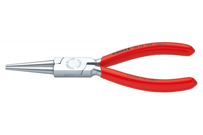 Круглогубцы Knipex 30 33 160, без режущих кромок, хромированные, однокомпонентные чехлы, 160mm, KN-3033160