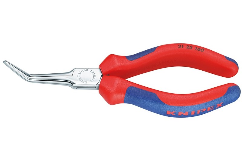 Плоскогубцы Knipex 31 25 160, захватные, острогубцы, изогнутые ∡40°, хромированные, 160mm, KN-3125160