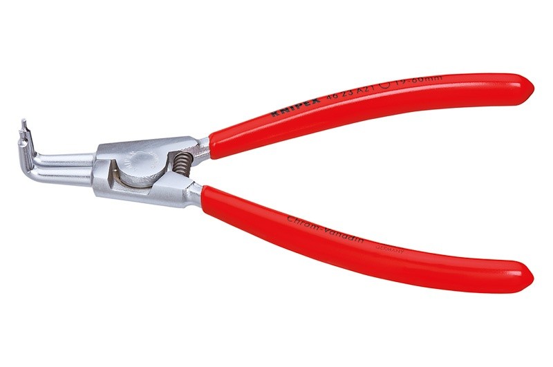 Щипцы Knipex 46 23 A21, для стопорных колец (внешних), изогнутые ∡90°, хромированные, для валов ⌀ 19-60 мм, KN-4623A21