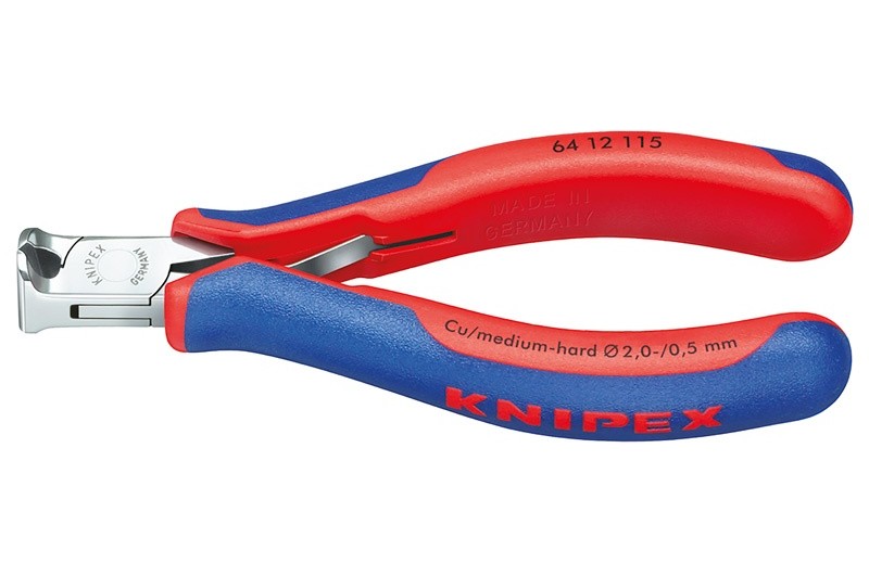 Кусачки Knipex 64 12 115, торцевые для электроники, коробчатый шарнир, полированные, 115 mm, KN-6412115