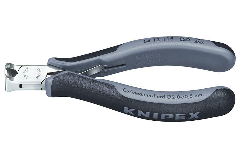 Кусачки Knipex 64 12 11 5ESD, торцевые для электроники, антистатические ESD, коробчатый шарнир, полированные, 115 mm, KN-6412115ESD