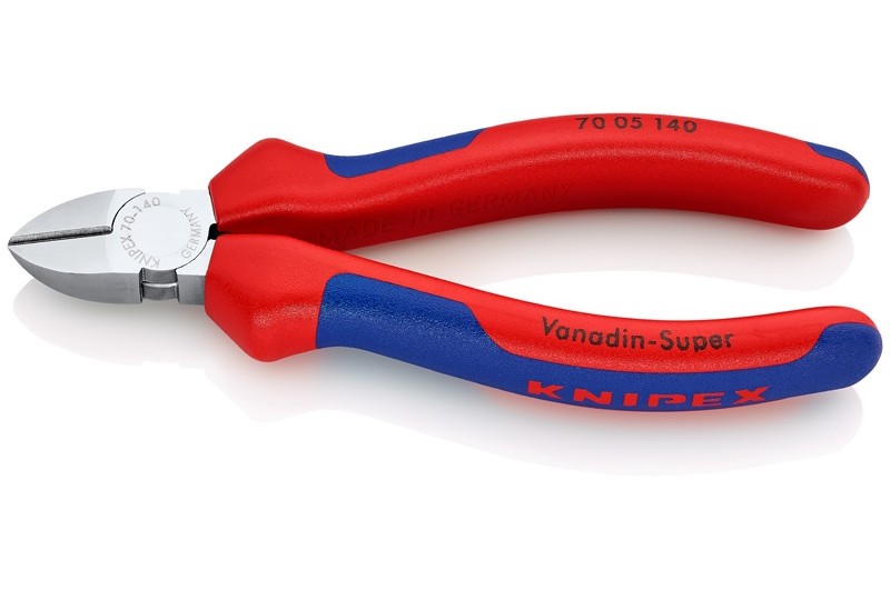 Кусачки боковые Knipex 70 05 140, с двухкомпонентными пластиковыми чехлами, хромироаванные, 140 mm, KN-7005140