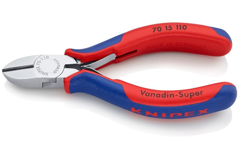 Кусачки боковые Knipex 70 15 110, хромироаванные, двухкомпонентные чехлы, 110 mm, KN-7015110