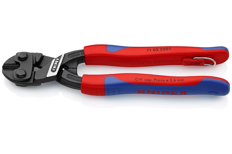 Болторез Knipex 71 02 20 0T CoBolt®, черненые, с двухкомпонентными ручками, со страховочной петлёй, 200 mm, KN-7102200T
