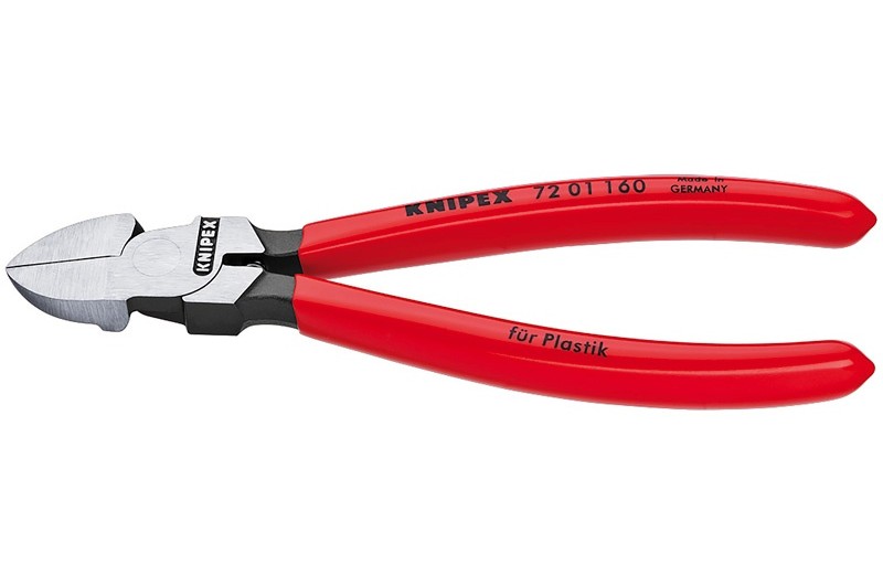 Кусачки боковые Knipex 72 01 140, для пластмассы, однокомпонентные чехлы, полированные, 140 mm, KN-7201140