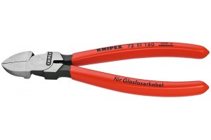 Кусачки боковые Knipex 72 51 160, для оптиковолоконных кабелей, однокомпонентные чехлы, полированные, 160 mm, KN-7251160
