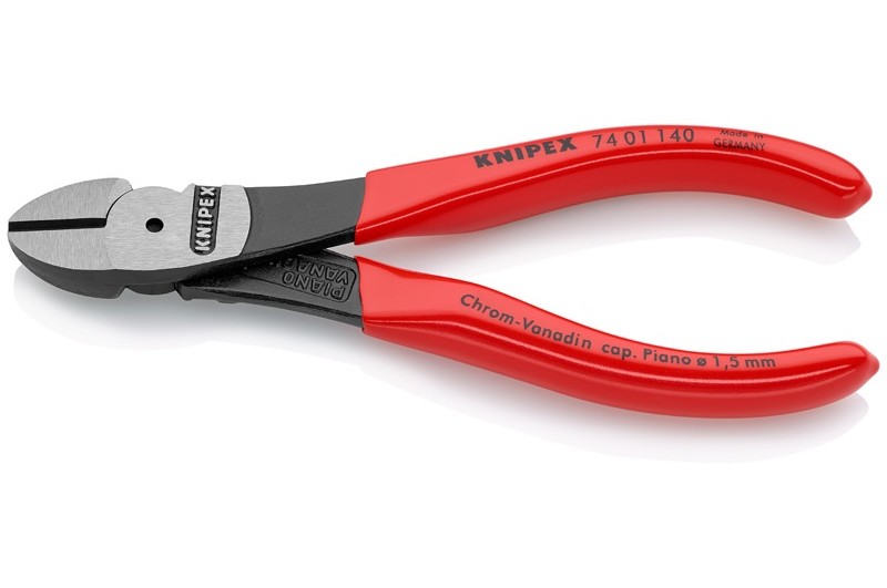 Кусачки Knipex 74 01 140, боковые, особой мощности, однокомпонентные чехлы, полированные, 140 mm, KN-7401140