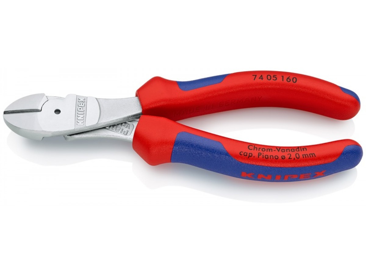 Купить Кусачки Knipex 74 05 160, боковые, особой мощности, двухкомпонентные  чехлы, хромированные, 160 mm, KN-7405160 в Москве|KN-7405160|KNIPEX