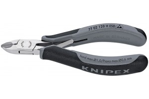 Кусачки Knipex 77 02 12 0HESD, для электроники, твердосплавные лезвия, антистатические ESD, 120 mm, KN-7702120HESD