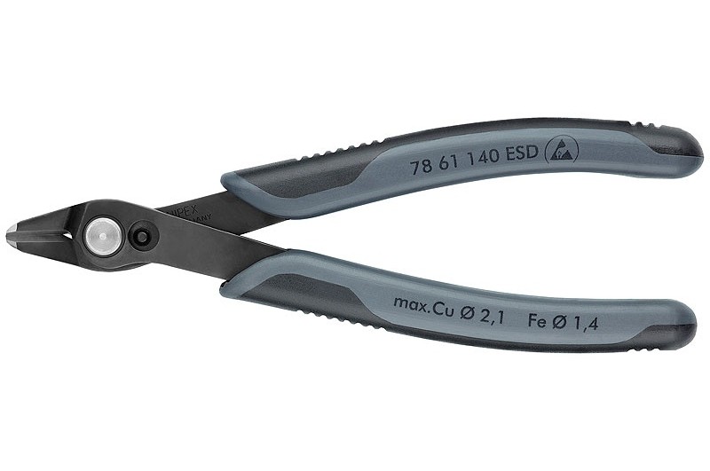 Кусачки Knipex 78 61 14 0ESD, Electronic Super Knips® XL ESD, для электроники, антистатические, прицезионные, 140 mm, KN-7861140ESD Кусачки Knipex 78 61 14 0ESD, Electronic Super Knips® XL ESD, для электроники, антистатические, прицезионные, 140 mm, KN-7861140ESD