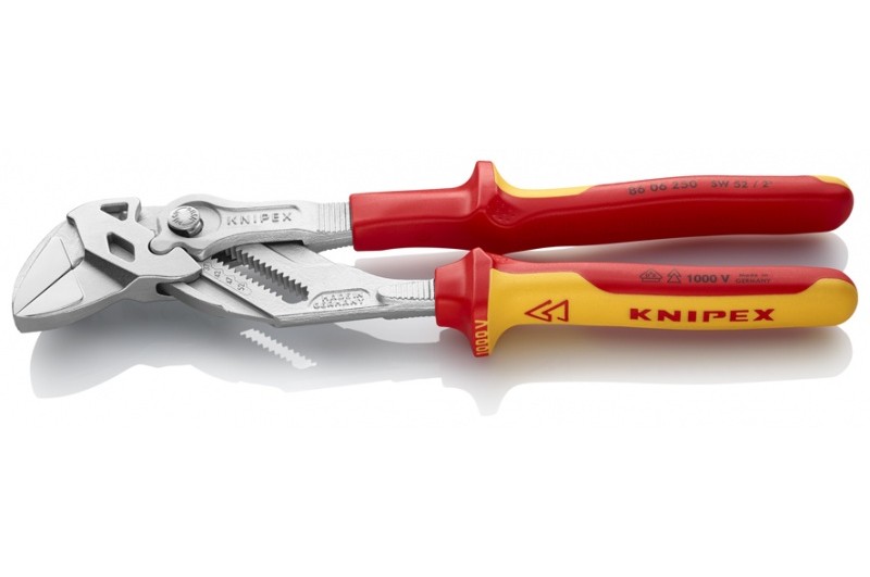 Клещи переставные-гаечный ключ Knipex 86 06 250, диэлектрические VDE 1000V, хромированные, 250 mm, KN-8606250