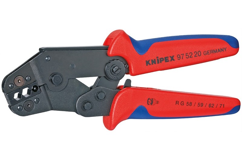 Пресс-клещи Knipex 97 52 20, рычажные, вороненые, RG 58; 59; 62; 71; 223, mm², 195 mm, KN-975220 Пресс-клещи Knipex 97 52 20, рычажные, вороненые, RG 58; 59; 62; 71; 223, mm², 195 mm, KN-975220