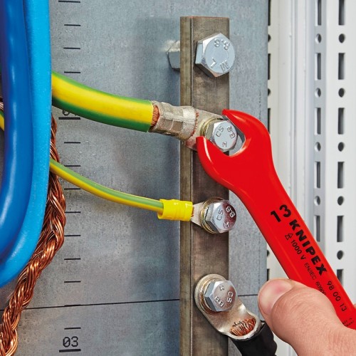 Ключ Knipex 98 00 15, диэлектрический VDE 1000V, рожковый односторонний, ∡15°, 15, 0 mm, KN-980015