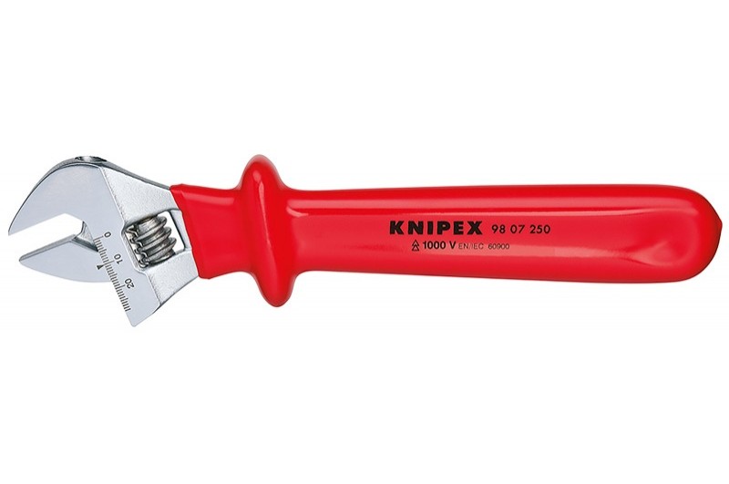 Разводной ключ Knipex 98 07 250, диэлектрический VDE 1000V, 260 mm, KN-9807250 Разводной ключ Knipex 98 07 250, диэлектрический VDE 1000V, 260 mm, KN-9807250