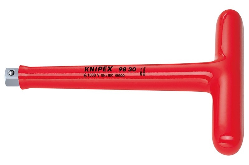 Изолированная Т-образная ручка Knipex 98 30, VDE 1000V с внешним квадратом 3/8", 165 mm, KN-9830 Изолированная Т-образная ручка Knipex 98 30, VDE 1000V с внешним квадратом 3/8", 165 mm, KN-9830