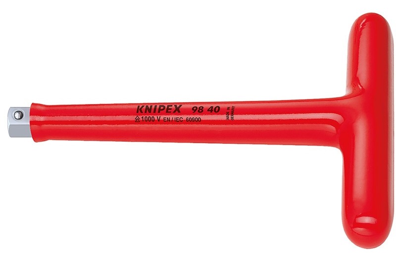 Изолированная Т-образная ручка Knipex 98 40, VDE 1000V с внешним квадратом 1/2", 165 mm, KN-9840 Изолированная Т-образная ручка Knipex 98 40, VDE 1000V с внешним квадратом 1/2", 165 mm, KN-9840
